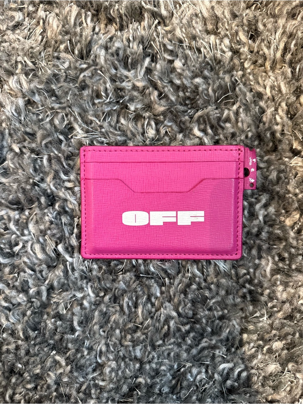 Off-White Hot Pink Card Holder with White LOGO